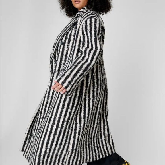 Nasty Gal Jackets & Blazers - Nasty Gal Black and White Striped Pea Coat